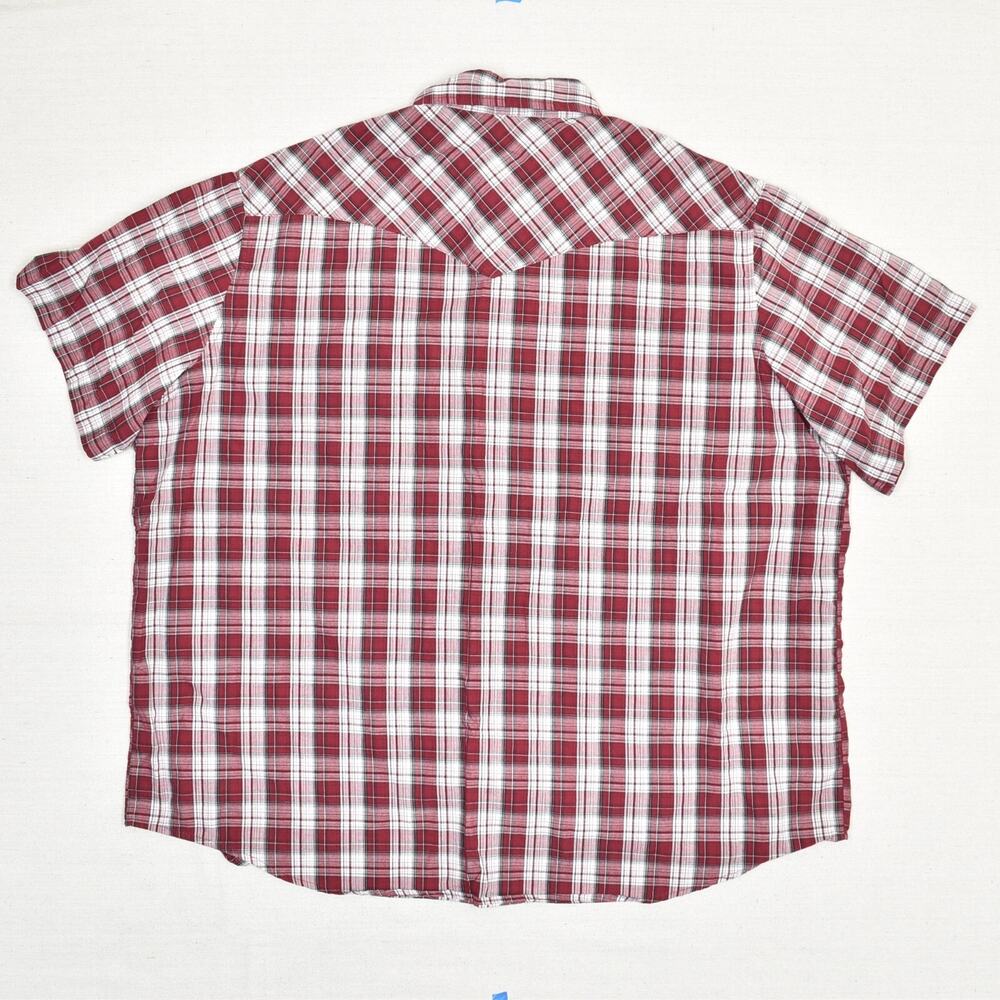 Wrangler Western Men's Shirt Plaid Cotton Blend Red Size 2XL Pearl Snap - Picture 3 of 8